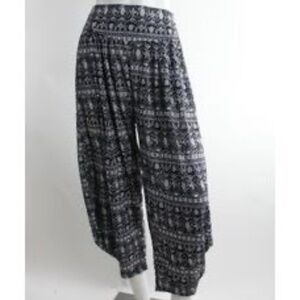 Slouchy Bohemian Yoga Harem Pants Yoke Boho Pockets Comfy Elastic Waist One Size